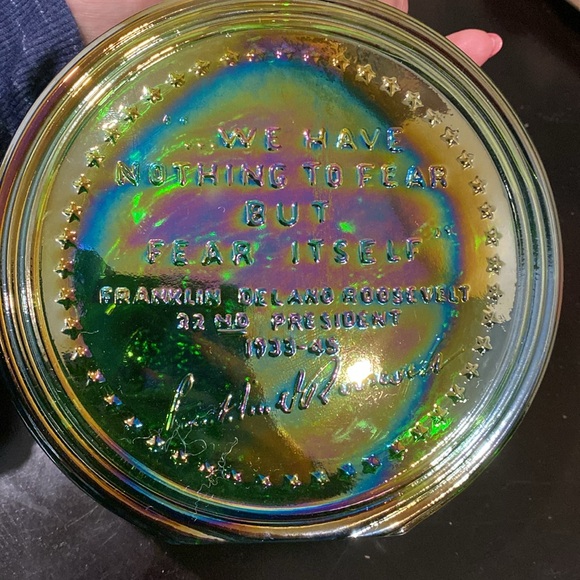 Franklin D Roosevelt Commemorative Decanter, First Edition, Carnival Glass w box - Picture 3 of 10